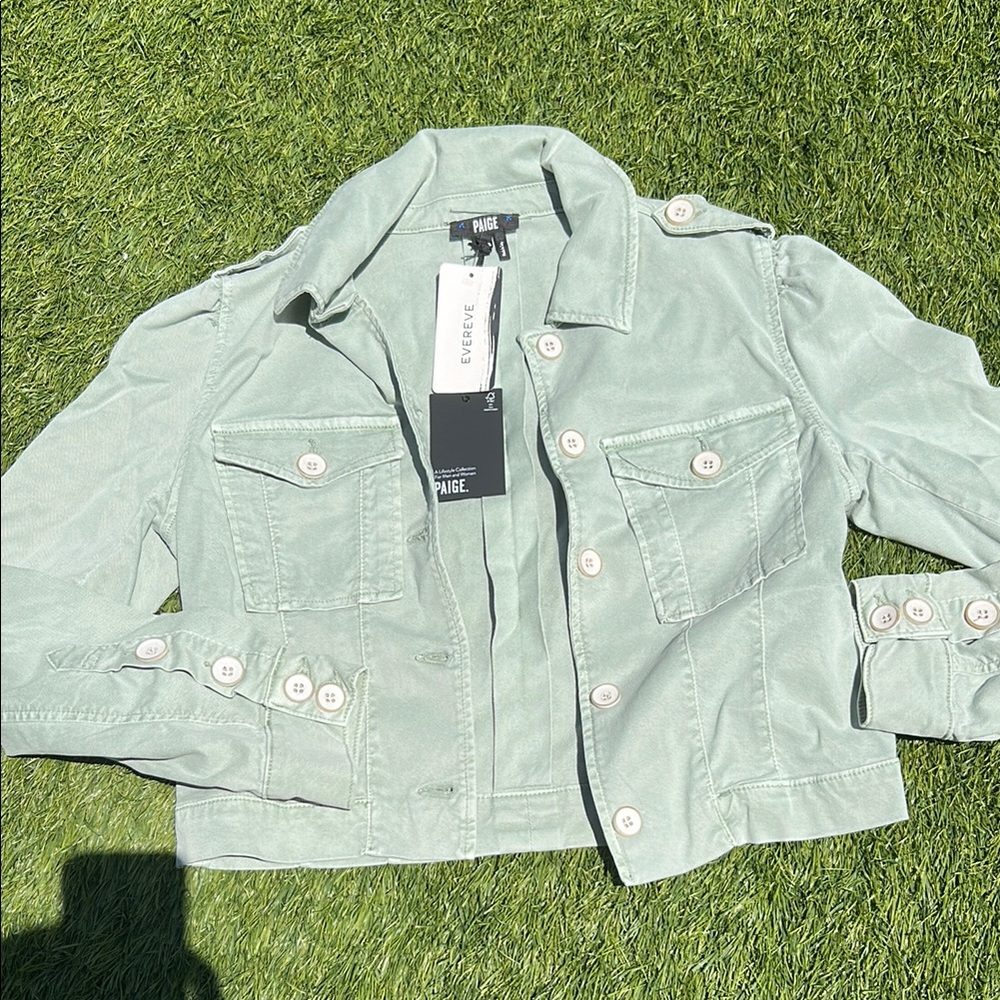 PAIGE Women's Light Green soft denim jacket